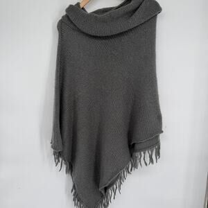 Wooden Ships Sweater Poncho S/M Wool & Mohair Blend Gray Heritage Classic